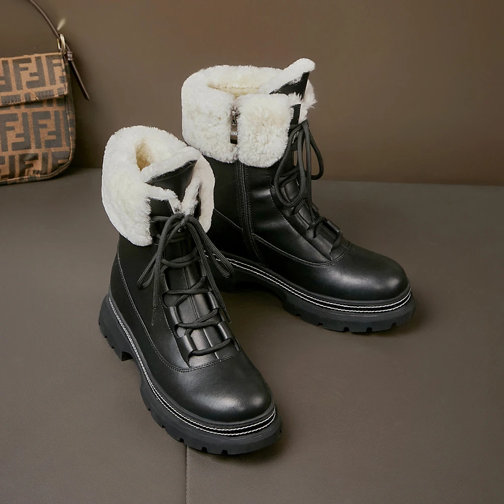 Shetland Becks Superioritate  Reducere Femei de moda de iarnă casual pantofi fete din piele tocuri joase  degetele de la picioare rotunde platforma glezna cizme femei cu fermoar din blana  cizme scurte negre < Cizme pentru